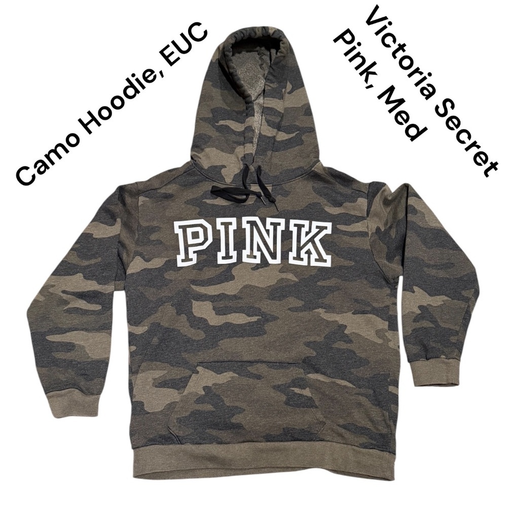 Victoria Secret Pink Camo Hoodie, Size Medium, EUC